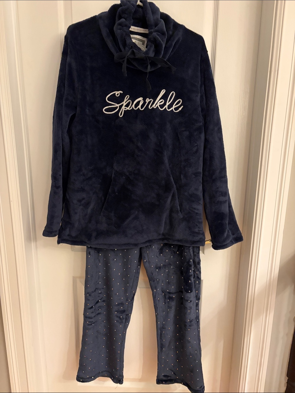 Denver Hayes Navy Plush 'Sparkle' Pajama Set